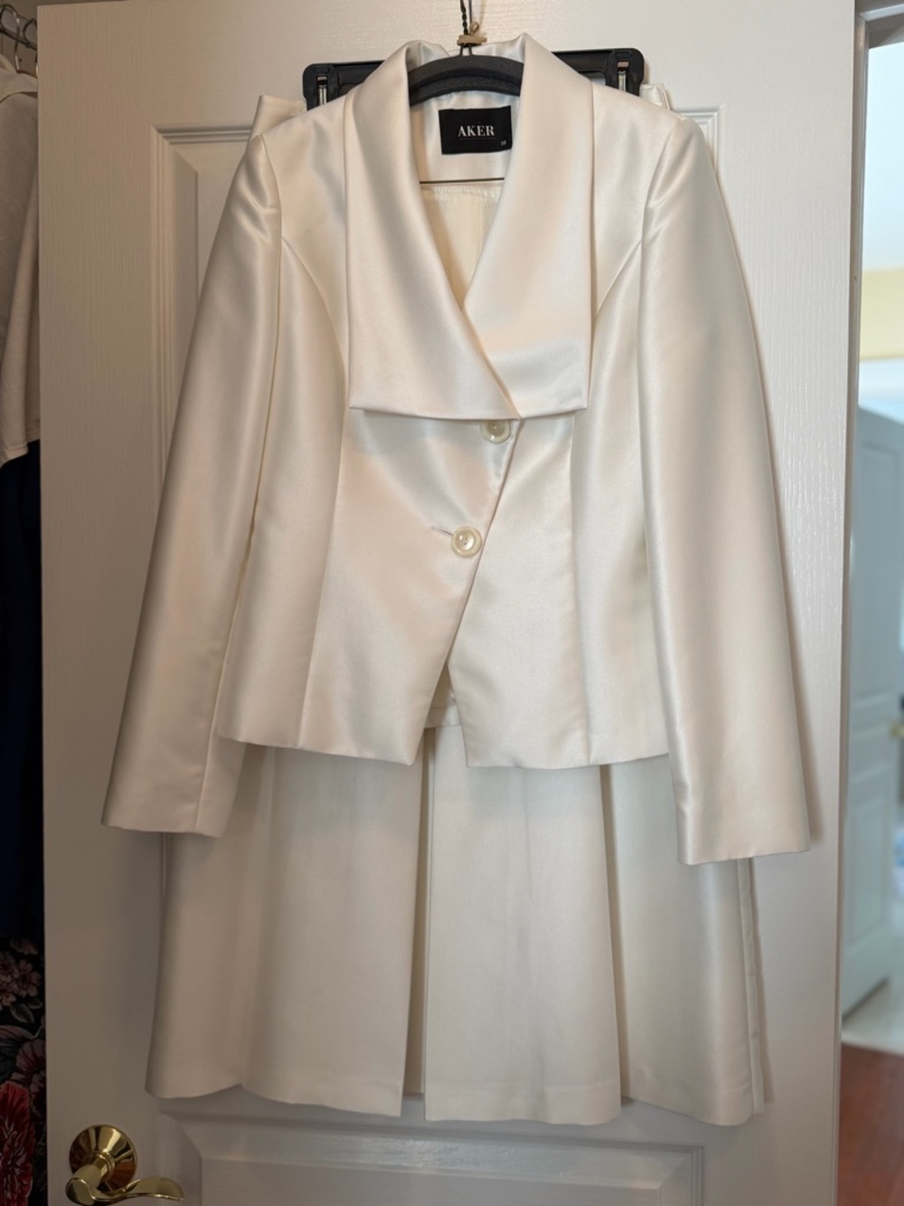 Women's Ivory Satin Jacket and skirt